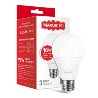 LED лампа MAXUS A60 10W теплый свет E27 (1-LED-561-P)